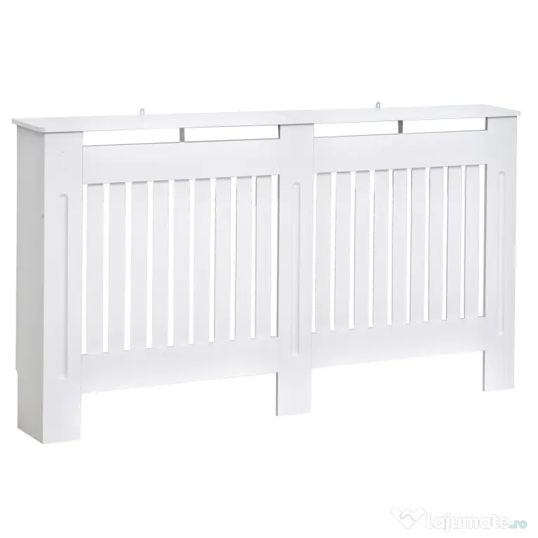 HOMCOM Husă pentru Calorifer din Lamele MDF, 152x19x81 cm, Alb | Aosom Romania