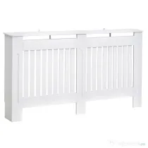 HOMCOM Husă pentru Calorifer din Lamele MDF, 152x19x81 cm, Alb | Aosom Romania