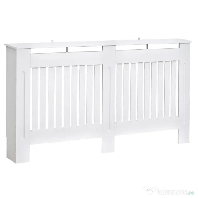 HOMCOM Husă pentru Calorifer din Lamele MDF, 152x19x81 cm, Alb | Aosom Romania