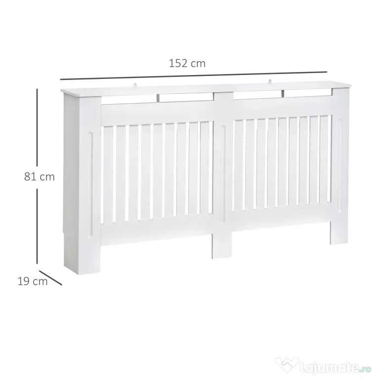 HOMCOM Husă pentru Calorifer din Lamele MDF, 152x19x81 cm, Alb | Aosom Romania
