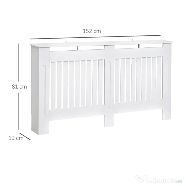 HOMCOM Husă pentru Calorifer din Lamele MDF, 152x19x81 cm, Alb | Aosom Romania