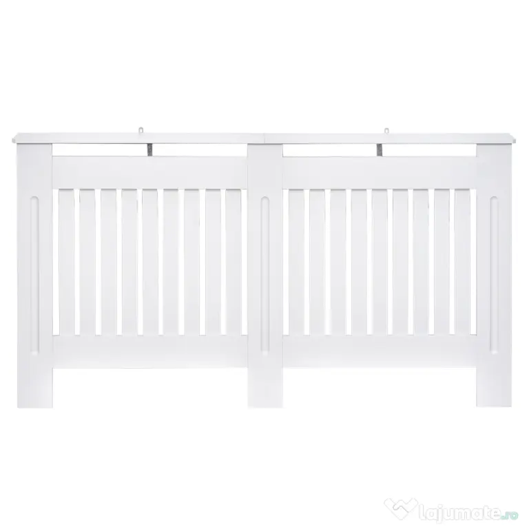 HOMCOM Husă pentru Calorifer din Lamele MDF, 152x19x81 cm, Alb | Aosom Romania