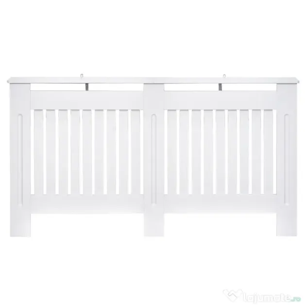 HOMCOM Husă pentru Calorifer din Lamele MDF, 152x19x81 cm, Alb | Aosom Romania