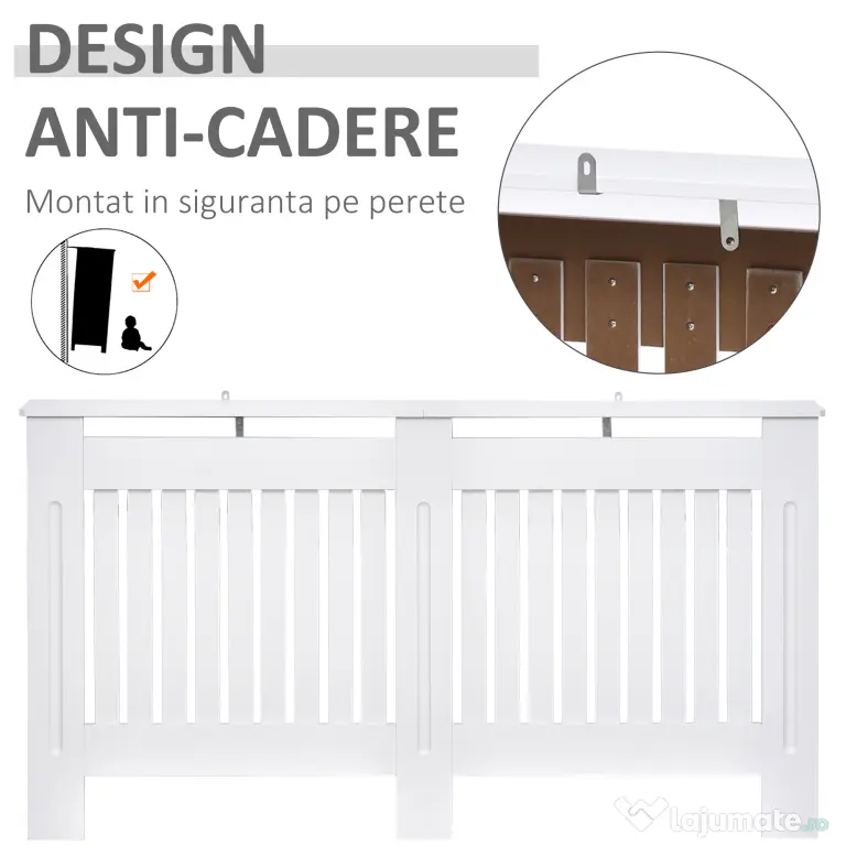 HOMCOM Husă pentru Calorifer din Lamele MDF, 152x19x81 cm, Alb | Aosom Romania