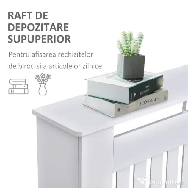 HOMCOM Husă pentru Calorifer din Lamele MDF, 152x19x81 cm, Alb | Aosom Romania