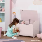 HOMCOM Bancă Depozitare Jucării Copii, Capac Pneumatic, Lemn, 60x40x48cm, Roz | Aosom Romania 