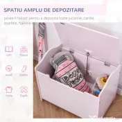 HOMCOM Bancă Depozitare Jucării Copii, Capac Pneumatic, Lemn, 60x40x48cm, Roz | Aosom Romania 