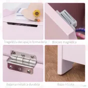 HOMCOM Bancă Depozitare Jucării Copii, Capac Pneumatic, Lemn, 60x40x48cm, Roz | Aosom Romania 