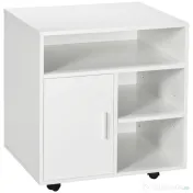 Homcom Dulap Imprimanta – Alb 60×50×65,5 cm cu Rafturi & Spatiu Depozitare