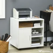 Homcom Dulap Imprimanta – Alb 60×50×65,5 cm cu Rafturi & Spatiu Depozitare