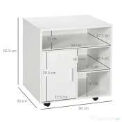 Homcom Dulap Imprimanta – Alb 60×50×65,5 cm cu Rafturi & Spatiu Depozitare