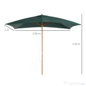 Outsunny Umbrelă din Lemn pentru Grădină, Verde, 2X3M, Design Elegant, Rezistentă la Intemperii | Aosom Romania 