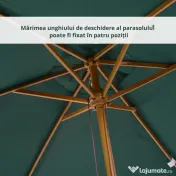 Outsunny Umbrelă din Lemn pentru Grădină, Verde, 2X3M, Design Elegant, Rezistentă la Intemperii | Aosom Romania 