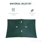 Outsunny Umbrelă din Lemn pentru Grădină, Verde, 2X3M, Design Elegant, Rezistentă la Intemperii | Aosom Romania 
