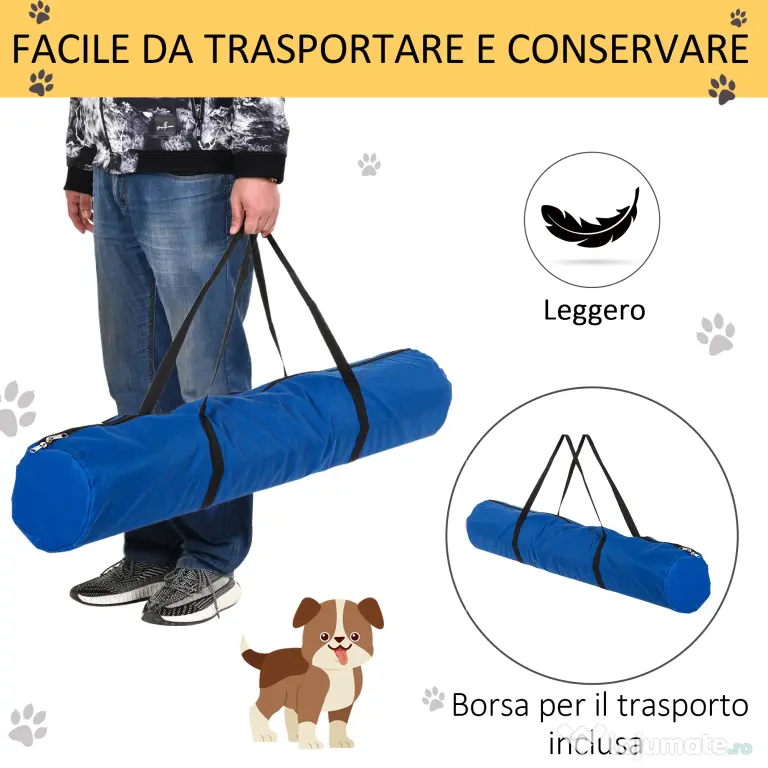 PawHut Set de 4 Obstacole Reglabile pentru Antrenamentul Câinilor, Înălțime Ajustabilă, pentru Dresaj și Agilitate, Albastru | Aosom Romania