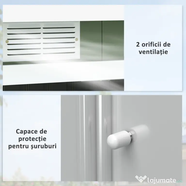 Outsunny, magazie pentru scule, casuta de gradina, sopron pentru unelte 280x130x172cm, Verde deschis | Aosom Romania