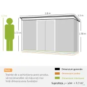 Outsunny magazie pentru scule de gradina, 280x130x172cm, Verde deschis 