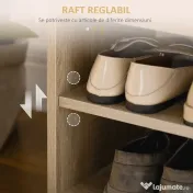HOMCOM Bancă pentru Pantofi cu 3 Compartimente, Spațiu Ascuns și Șezut din Piele PU, 80x30x43 cm, Lemn Natural 