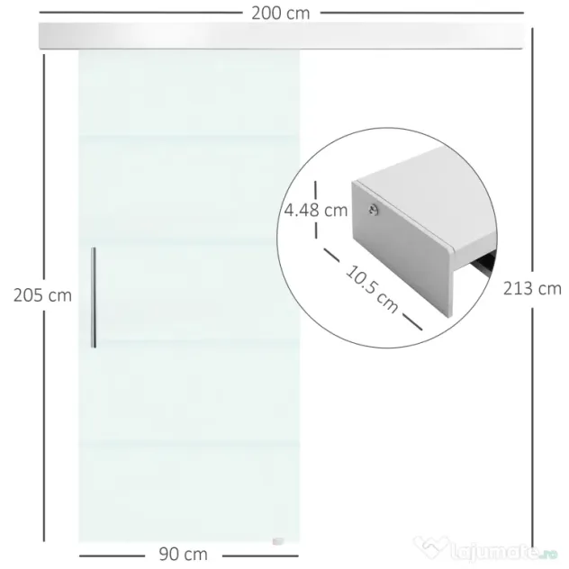 HOMCOM, usa glisanta din sticla securizata satinata, 90x205 cm | Aosom Romania