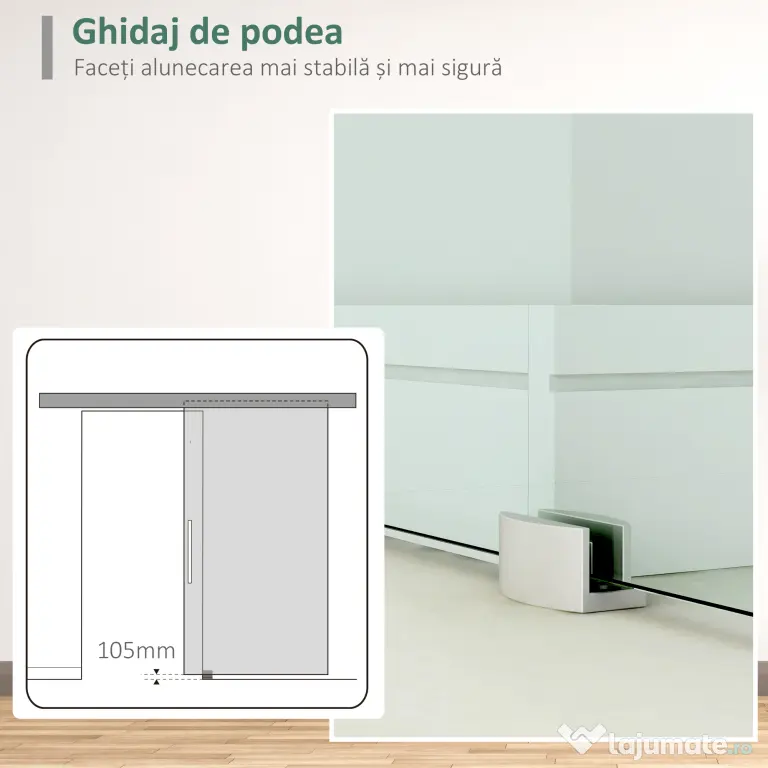 HOMCOM, usa glisanta din sticla securizata satinata, 90x205 cm | Aosom Romania