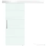 HOMCOM Ușă Glisantă din Sticlă Temperată Satinată 90×205 cm, Kit cu Șină Aluminiu și Mâner Transparent pentru Interior