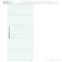 HOMCOM Ușă Glisantă din Sticlă Temperată Satinată 90×205 cm, Kit cu Șină Aluminiu și Mâner Transparent pentru Interior