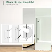 HOMCOM Ușă Glisantă din Sticlă Temperată Satinată 90×205 cm, Kit cu Șină Aluminiu și Mâner Transparent pentru Interior 