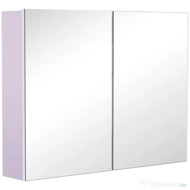 HOMCOM Dulap de Baie cu Oglindă, Dulăpior Suspendat pe Perete cu 3 Rafturi, Depozitare Cosmetice din MDF, Alb, 80x60x15cm