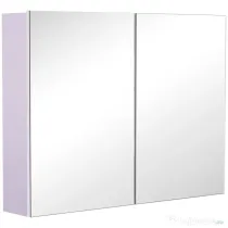 HOMCOM Dulap de Baie cu Oglindă, Dulăpior Suspendat pe Perete cu 3 Rafturi, Depozitare Cosmetice din MDF, Alb, 80x60x15cm
