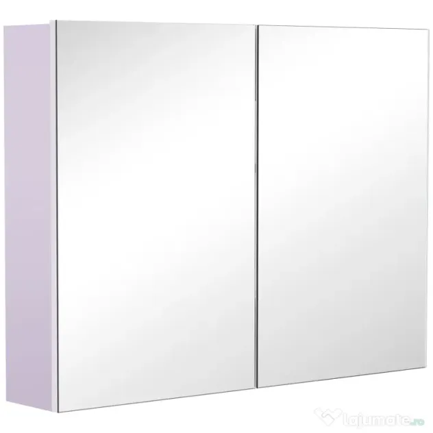 HOMCOM Dulap de Baie cu Oglindă, Dulăpior Suspendat pe Perete cu 3 Rafturi, Depozitare Cosmetice din MDF, Alb, 80x60x15cm
