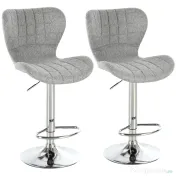 HOMCOM Set 2 Scaune de Bar Rotative cu Înălțime Reglabilă, Tetieră pentru Picioare și Spătar, 47x51,5x111,5 cm, Gri | Aosom Romania