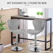 HOMCOM Set 2 Scaune de Bar Rotative cu Înălțime Reglabilă, Tetieră pentru Picioare și Spătar, 47x51,5x111,5 cm, Gri | Aosom Romania