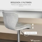 HOMCOM Set 2 Scaune de Bar Rotative cu Înălțime Reglabilă, Tetieră pentru Picioare și Spătar, 47x51,5x111,5 cm, Gri | Aosom Romania