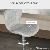 HOMCOM Set 2 Scaune de Bar Rotative cu Înălțime Reglabilă, Tetieră pentru Picioare și Spătar, 47x51,5x111,5 cm, Gri | Aosom Romania