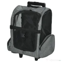 PawHut Rucsac 2 în 1 pentru Câini și Pisici cu Buzunare Laterale, Mâner Telescopic și Roți, 42x25x55 cm, Gri | Aosom Romania