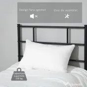 Cadru de Pat de o Persoana HOMCOM 90x200cm din Otel, Sipci Integrate, Negru | Aosom Romania 