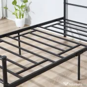 Cadru de Pat de o Persoana HOMCOM 90x200cm din Otel, Sipci Integrate, Negru | Aosom Romania 
