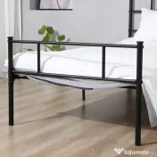 Cadru de Pat de o Persoana HOMCOM 90x200cm din Otel, Sipci Integrate, Negru | Aosom Romania 