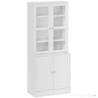 HOMCOM Mobilier de Bibliotecă cu 2 Dulapuri, Rafturi și Uși din Sticlă Alb | Aosom Romania