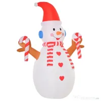 Om de Zapada Gonflabil de 240cm, Decoratiune de Craciun pentru Exterior cu Lumini cu LED, decoratiune gonflabila HOMCOM | Aosom Romania