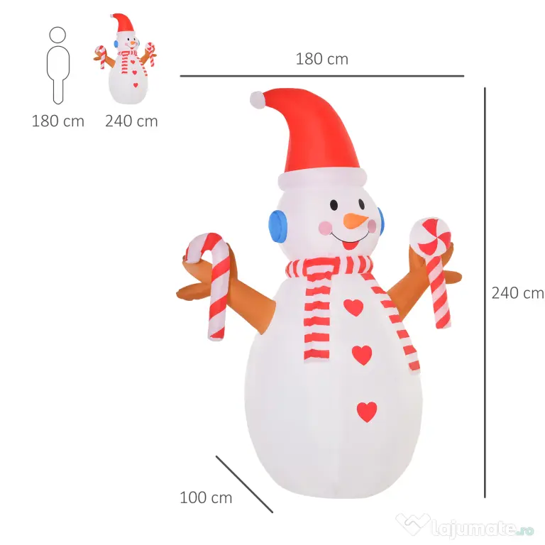 Om de Zapada Gonflabil de 240cm, Decoratiune de Craciun pentru Exterior cu Lumini cu LED, decoratiune gonflabila HOMCOM | Aosom Romania