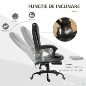 Fotoliu de birou cu masaj cu 7 puncte de vibrație, ergonomic cu suport pentru picioare și spătar înclinat la 155°, negru Vinsetto | Aosom Romania