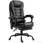 Vinsetto Scaun de Birou cu Masaj, Ergonomic, 7 Puncte de Vibrație, Suport pentru Picioare Retractabil, Funcție Reclinabilă și Înălțime Reglabilă, Negru