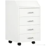 Vinsetto Fiset pentru Birou din Lemn cu 4 Sertare, Dulap pentru Birou cu Roti si Margini Inaltate, 40x36x65cm, Alb