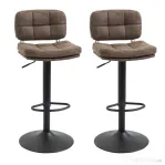HOMCOM Set 2 Scaune de Bar Pivotante din Imitatie de Piele Inaltime Reglabila Negru