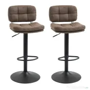 Set 2 Scaune de Bar Pivotante cu Inaltime Reglabilă, din Imitatie de Piele Maro si Tapitate, 41,5x45x85-107cm, Negru HOMCOM | Aosom Romania