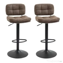 Set 2 Scaune de Bar Pivotante cu Inaltime Reglabilă, din Imitatie de Piele Maro si Tapitate, 41,5x45x85-107cm, Negru HOMCOM | Aosom Romania