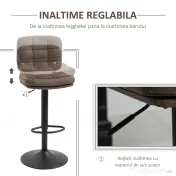 Set 2 Scaune de Bar Pivotante cu Inaltime Reglabilă, din Imitatie de Piele Maro si Tapitate, 41,5x45x85-107cm, Negru HOMCOM | Aosom Romania