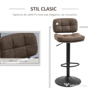 Set 2 Scaune de Bar Pivotante cu Inaltime Reglabilă, din Imitatie de Piele Maro si Tapitate, 41,5x45x85-107cm, Negru HOMCOM | Aosom Romania