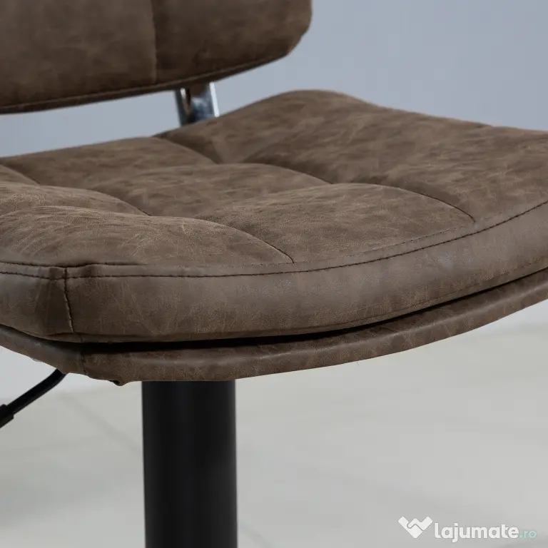 Set 2 Scaune de Bar Pivotante cu Inaltime Reglabilă, din Imitatie de Piele Maro si Tapitate, 41,5x45x85-107cm, Negru HOMCOM | Aosom Romania